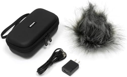Zoom H4essential 4-Track 32-Bit Float Portable Audio Recorder Bundle with Zoom APH-4e Accessory Pack with Hairy Windscreen, Padded Shell Case, AC Adapter, & USB C-Cable - style: H4essential + APH-4E Accessory Pack