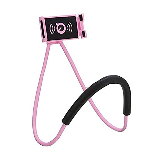 Chapter Seven Universal Smart Mobile Phone Stand,Hanging on Neck Cell Phone Mount Holder, Flexible Lazy Bracket DIY Free Rotating for Multiple Functions (Black) (Pink) - color: Pink