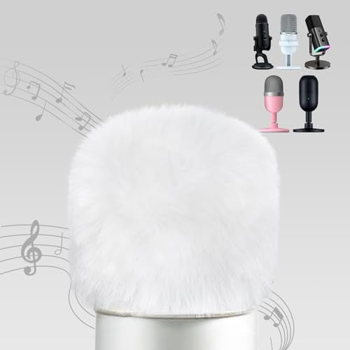 YOUSHARES Blue Yeti Pop Filter - Microphone Cover, Furry Wind Muff, Mic Windscreen for HyperX SoloCast | Yeti | Nano | Fifine AM8 | Razer Seiren / V3 Mini and More USB Mics, White - color: White Furry Wind Muff for Blue Yeti