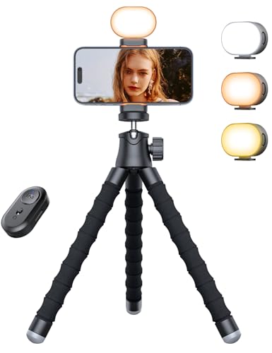 Pnitri Phone Tripod Stand, Extendable Reinforced Aluminum Phone Stand with Wireless Remote, Stable Cellphone Tripod (13.4'' Black) - style: 13.4'' Black