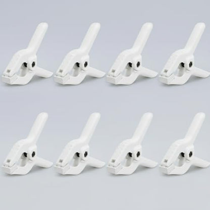 8 Pack 4.5 inch Plastic Spring Clamps, White Heavy Duty Spring Clips Clamps for Balloon Arch, Crafts, Backdrop Stand, Woodworking, Photography Studios, Home Improvement