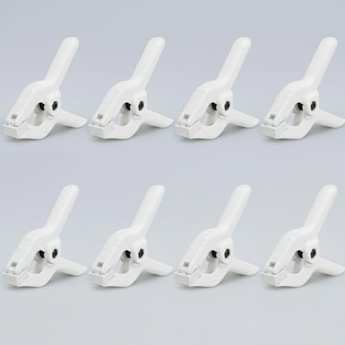 8 Pack 4.5 inch Plastic Spring Clamps, White Heavy Duty Spring Clips Clamps for Balloon Arch, Crafts, Backdrop Stand, Woodworking, Photography Studios, Home Improvement