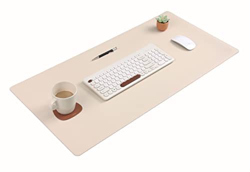 Dual-Sided Leather Desk Pad,Blotter for Laptop Computer,Mouse Pad,Writing,Drawing,Arts and Craft Mat (17"x35", Beige/Brown) - color: Beige/Brown, size: 17"x35"