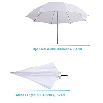 Photography Umbrella Lighting 4 Pack Kit, 33"/84cm Soft White Translucent and Reflective Umbrella for Photo and Video Studio Shooting