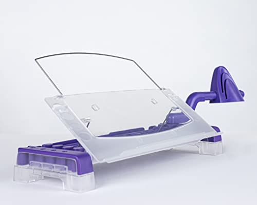 MemoScape Adjustable in-Line Document Holder for Typing | Reduces Neck Strain, Improves Focus, Boosts Desk Organization, and Workflow | Paper Holder Stand for Desk and Home Office - Purple (VUR 4040) - color: Purple/Clear