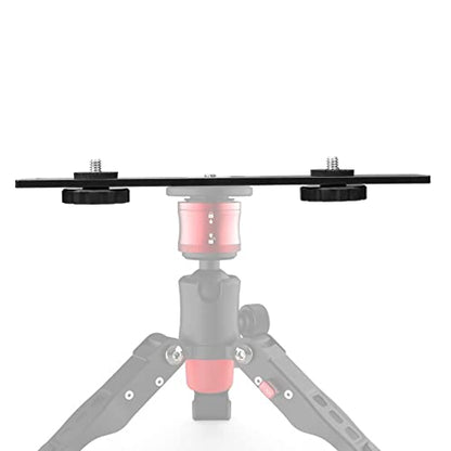 Dual Camera Mount Flash Extension Bar, ChromLives 8"/20.3cm Tripod Bracket Mount, 1/4'' Dual Hot Shoe Mount for Camera Compatible with LED Light, DSLR Camera, Tripod and More