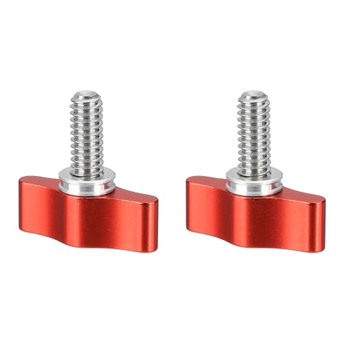 PATIKIL Clamping Screw Knob 1/4" x 1.14", 2Pcs Stainless Steel t Shaped Camera Thumb Screws for DSLR Flash Bracket Photography Light Stand Adapter Action Sports Camera Mounting System, Red - color: Red, size: 1/4" x 1.14"