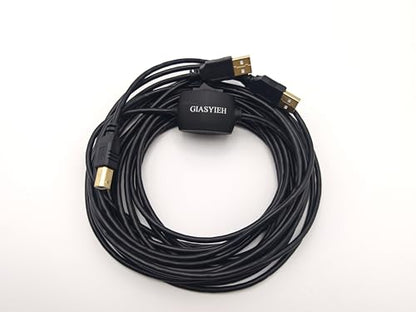 2 in 1 Printer Cable Splitter, USB B to Dual USB A Cord for Two Computers Sharing One Printer/Scanner, with Manual Toggle Switch (4.5M/14.7FT)