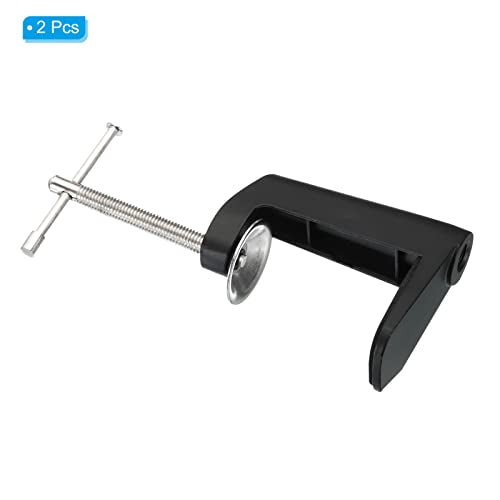 PATIKIL Adjustable Replacement Clamp for Lamps, 2 Pack Universal Adjustable C Shape Desk Table Mount Clamp for Microphone Arm Desk Lamps Stand, Black - color: Black