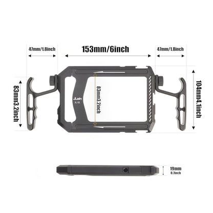Fotga Aluminum Universal Smartphone Cage Photo Video Stabilizer with Handles Rig for iPhone 17 16 15 14 Pro Max Samsung Cell Phone Vlog Live Stream Video Recording,with Cold Shoe Tripod Mount