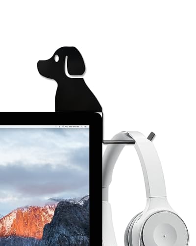 Monitor Stand, Puppy Tail Hook for Headphone, Saves Desk Space and Protects Headphones, Organizer Decorative Hanger for Hanging Keys Cables and More (Black) - color: Black