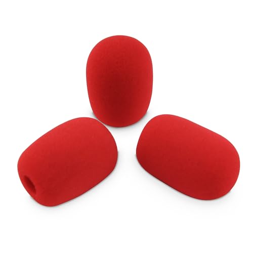 LEFXMOPHY Red WindScreen RK412WS Snap-Fit Wind Screen Replacement for Shure Podium Mic MX412 MX418 MX405 MX410 MX415 MX412 Gooseneck Microphone Pop Filter 3pack Cover Foam