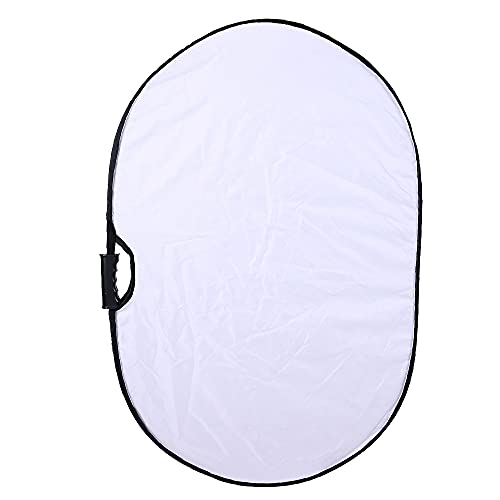 Portable Photography Silver and White Reflector Collapsible 2-in-1 Oval Reflector 23"x35" / 60x90cm Multi-Disc Light Reflector with Handle for Photo Studio Lighting & Outdoor Lighting - size: 23x35inch 2in1
