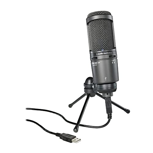Audio-Technica AT2020USB+ Cardioid Condenser USB Microphone, with Built-in Headphone Jack & Volume Control, Perfect for Content Creators (Black) - color: Black, style: AT2020USB+
