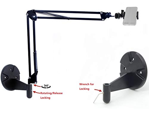 2in1 Wall Phone Mount,Overhead Camera Mount for iPhone Samsung Live Streaming,Baking,Craft,Videos,Online Lessons