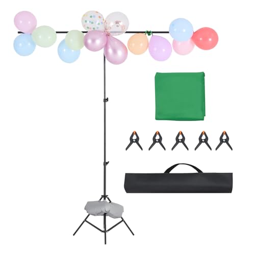 VEVOR Backdrop Stand, 5 x 6.5 ft Adjustable Photo Backdrop Stand Kit, Portable Background Backdrop Stand with 3 Crossbars, Heavy Duty Projector Screen Stand, for Wedding, Photo Video Studio & Party - size: 5 x 6.5 Ft