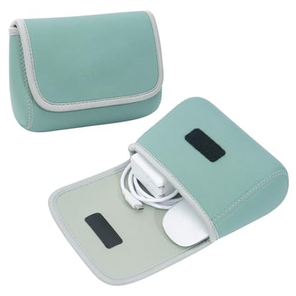 LENTION Mint Green Neoprene Tech Pouch, Portable Travel Organizer for MacBook Power Adapter, Power Bank, Charger, Cable & Small Electronics - color: Mint Green