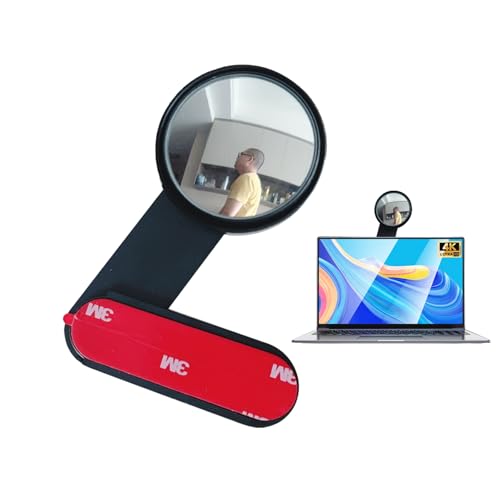 Premium Adjustable Computer Monitor Rear View Mirror，Desk Blindspot Office Cubicle to See Behind You，Stick-on Convex Mirror with Bracket for Personal Safety or Privacy Decor Accessories (Black) - color: Black