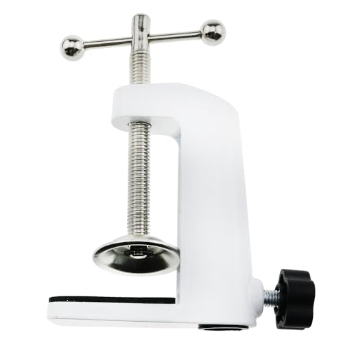Universal C-Clamp Bracket Aluminum Alloy Adjustable Desk Lamp Holder Replacement Microphone Arm Clamp for Rotating Wall Lamps Microphone Poles Monitors Lamp Holder Installation Brackets (White) - color: White