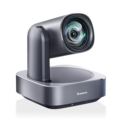 Tenveo 4K PTZ Camera, AI Humanoid & Face Auto-Tracking, 12X Optical Zoom Wide Angle, USB3.0/HDMI/LAN PoE IP Live Streaming for Church Video Conference Broadcast Zoom Teams YouTube OBS - color: Matte Silver