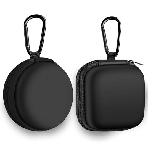 Square + Round Earbud Case Portable EVA Carrying Case Storage Bag Cell Phone Accessories Organizer with Carabiner for Earphone, Earbud, Earpieces, SD Memory Card, Camera Chips,Black - color: A6-Black