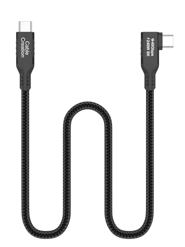 CableCreation 40Gbps USB 4 for Thunderbolt 5 Cable Angled 1FT, 240W PD 3.1 Charging, up to 120Gbps Bandwidth for 8K Video, Braided USB C Data Cable for SSD, MacBook M4 Pro, iPhone17/16,Dock,Auto - color: 40G, size: 1FT-Angled
