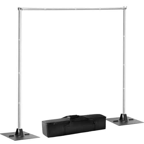 Heavy Duty Pipe and Drape Frame Kit 10x10ft Adjustable Height/Width Photography Background Support Poles All-Metal Construction Backdrop Stand for Party, Birthday, Wedding - Silver - color: Silver, size: 10ft×10ft