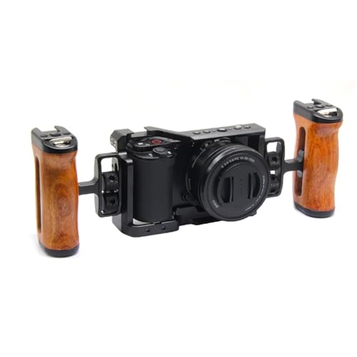 Adjustable Left/Right Camera Cage Handle, Wooden Side Handle Handgrip for EOS RP/A7ii/A7iii/EOS R50/EOS R100/A6700/Z6 ii/Z6 iii/Z7 ii/A7M4/ZV-E10/ZV-E10 ii Cam Cage