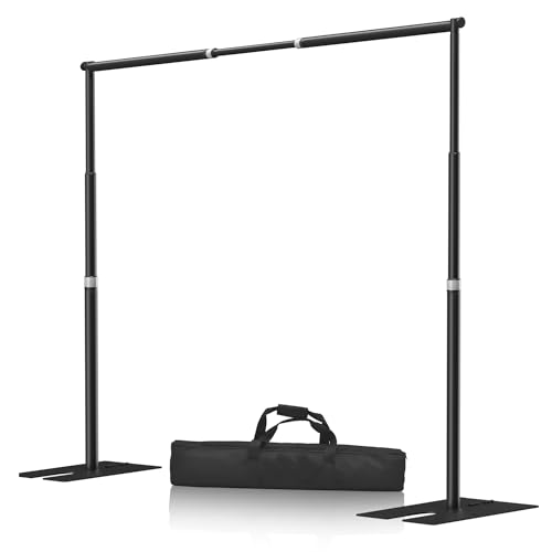 8.5x10ft Pipe and Drape Stand Kit, Adjustable Heavy Duty Backdrop Stand with Metal Steel Flat Base, Large Extendable Sturdy Photo Background Stand Frame for Wedding Parties Banner Photography - size: 8.5x10ft