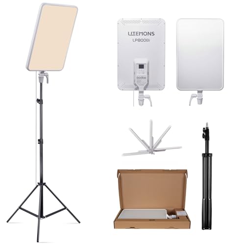 Godox LP800BI 85W LED Video Light Panel with Stand, 28" Large Soft Light | 2800K-6500K Bi-Color, 2.6" Ultra-Thin Studio Lighting, APP Control, CRI 96+, TLCI 98+, for YouTube, Recording, Live Streaming