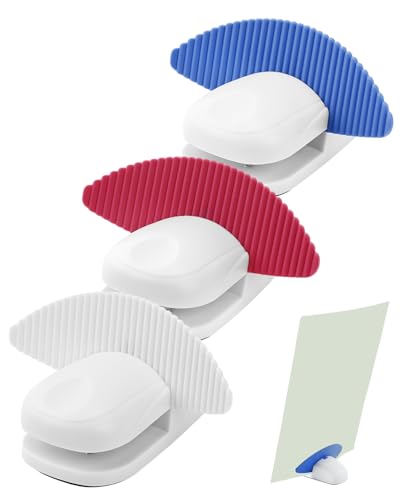 UCEC 3 Pack Desktop Paper Holder Stand for Typing (White Blue Red) | Portable Document Holder Clamp for A4 Papers and Copies, Non-Slip Typing Stand Copy Holders for Office Home Study and Reading - color: White + Blue + Red
