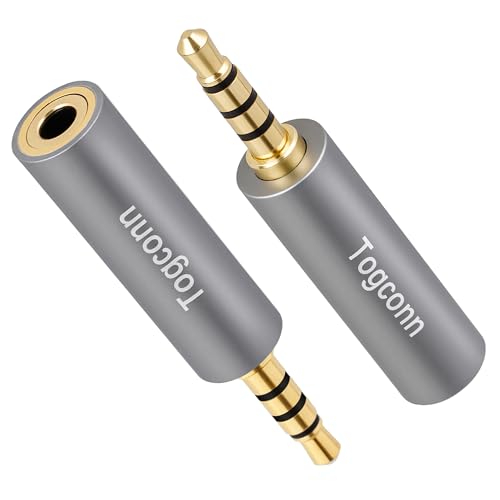 3.5mm TRS to TRRS Adapter 2 Pack, 1/8'' 3.5mm 3-Pole TRS Female to 4-Pole TRRS Male Microphone Audio Jack Converter Connector for Smartphone Headphone Mic 3 Pole to 4 Pole Camera, PC, Laptop, Recorder - color: 3.5mm TRRS Male to TRS Female, size: 2 Pack