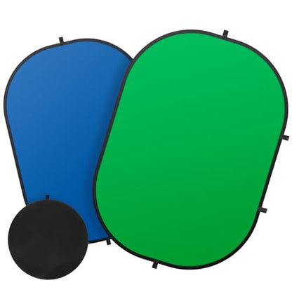 3x5ft/100x150cm Green Screen Backdrop for Photography, Double Sided Green Screen and Blue Screen, 2 in 1 Collapsible and Reversible Background for Photography, YouTube Videos,and Live Streaming - color: Blue Green