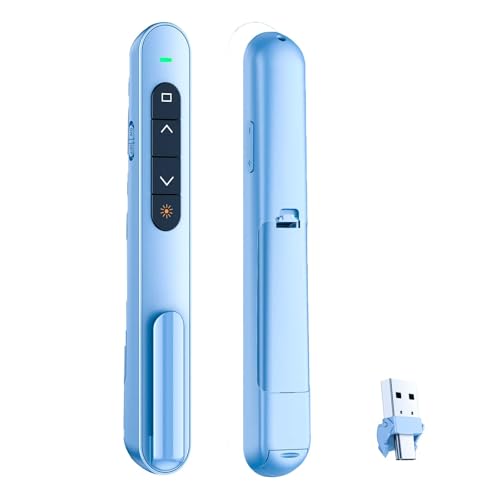 QUI Presentation Clicker with Volume Control, 2.4GHz USB Wireless Presenter Remote, PowerPoint Clicker Slide Advancer Compatible with Mac, Windows, Google Slides, Keynote - color: Blue, size: L