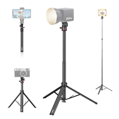 ULANZI MT-80 Aluminum Tripod Stand, 7FT Extendable Camera Phone Tripod for Travel, Auto Pop-Up, 1/4" Screw, 360 Ball Head Portable Photo Video Light Stand for DSLR Camera, Ring Light, Video Rig - size: 84 inch-Upgrade Pop-Up