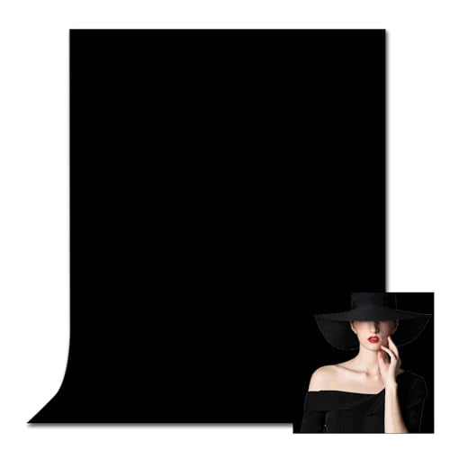Black Backdrop for Photoshoot, Photobooth Professional Photo Backdrop Curtains, Studio Portrait Video Teams Photo op Backdrop Solid Color Backdrops for Photography 5x7FT - color: Black, size: 5x7FT