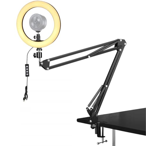 Kiyo pro Webcam Ring Light with Clamp Stand,10 Inch Sefie Light with Folding Arm Holder Compatible with Razer kiyo, kiyo pro,kiyo X webcams