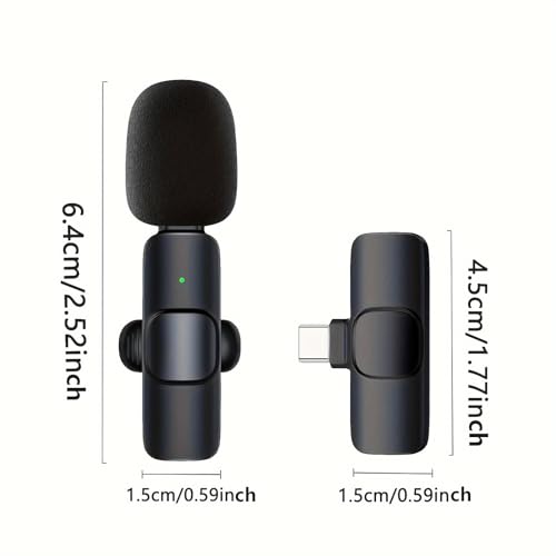 Wireless Clip-On Microphone, Plug-and-Play, Easy-to-Use Professional Wireless Microphone for Smartphones, Laptops, Omnidirectional Condenser Recording Microphone for Interviews