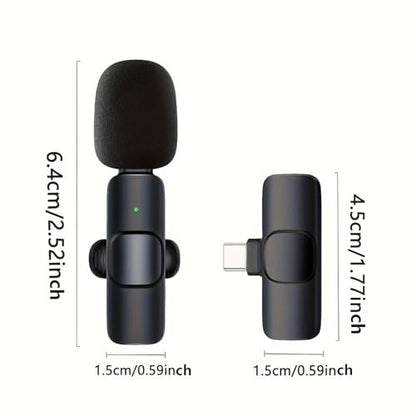 Wireless Clip-On Microphone, Plug-and-Play, Easy-to-Use Professional Wireless Microphone for Smartphones, Laptops, Omnidirectional Condenser Recording Microphone for Interviews