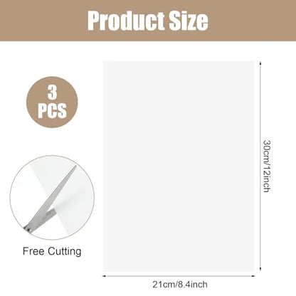 3Pcs Diffusion Film Filter Sheet, Anti-Glare Lighting Gel Diffuser Paper, 12 x 8.4in LED Light Diffuser Sheet for LED Flash Strobe Light, Photography Video, Portrait Photography(White)