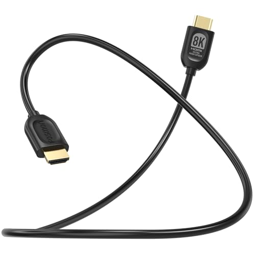 Fosmon 8K HDMI Cable 3FT HDMI 2.1 Cord 48Gbps 8K@60Hz 4K@120Hz Compatible with TV UHD HDTV Streaming Soundbar Laptop PC Monitor Projector Blu-ray PS5 Xbox Nintendo Switch Gaming, Support eARC HDR HDCP - size: 3FT, style: 8K