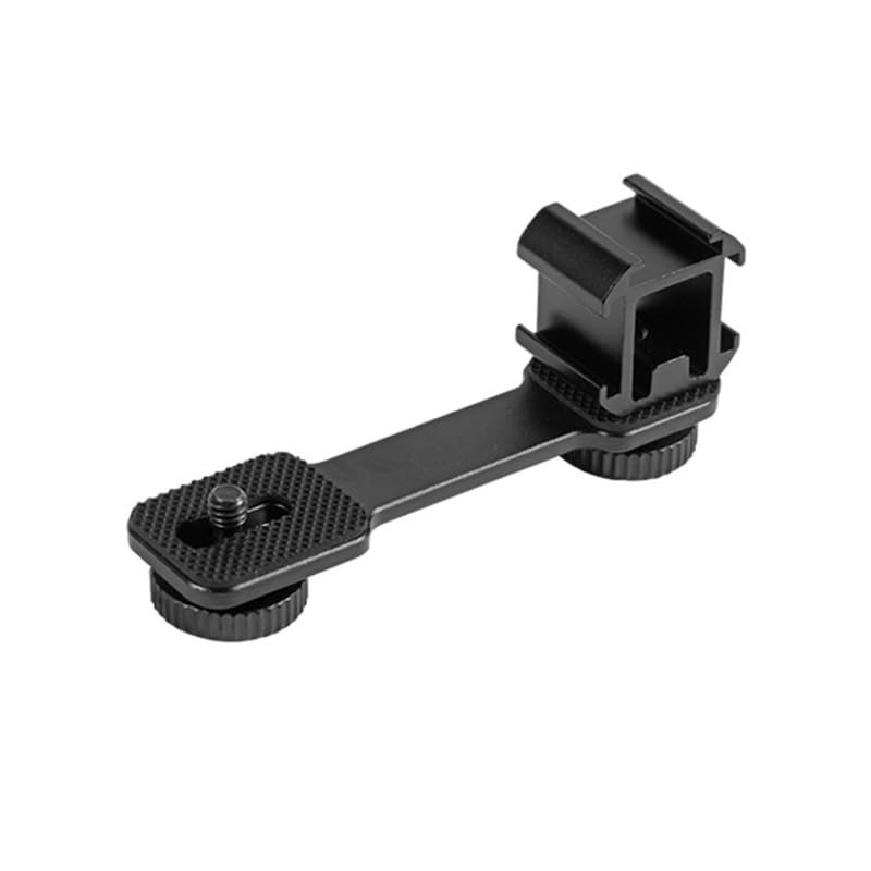 Triple Cold Shoe Mount Extension Bar, Aluminum Alloy Camera Flash Bracket with 1/4" Tripod Screw Adapter, Mic & LED Light Mount for DSLR, Vlogging, Livestreaming (ST-001) - color: ST-001