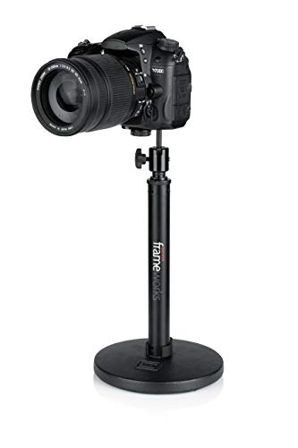 Gator Frameworks Camera Mount Mic Stand Adapter with Ball-and-Socket Head Fits Standard 1/4-20 Camera Threads (GFW-MIC-CAMERA-MT)