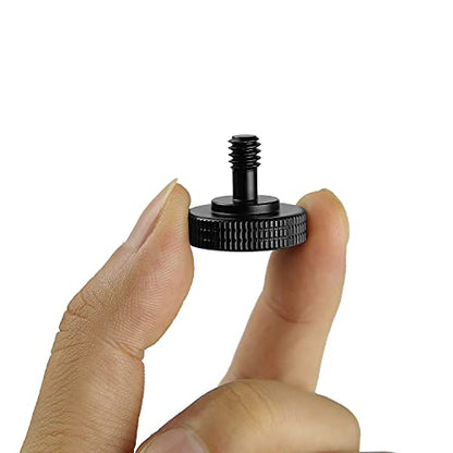 2 Set Thumb Screw Camera Quick Release Adapter with Rubber Pads, Tripod Screw Rubber Washers 1/4" Female to 1/4" Male Thumbscrew L Bracket Mount Thread for Camera Mounting Plate Frgyee