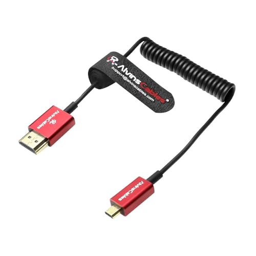 Alvin's Cables 8K 2.1 Micro HDMI to HDMI Ultra-Thin Coiled Cable for Atomos Ninja V, 8K@60Hz 4K@120Hz High-Speed HDMI Cable for Sony A7RIII A7II A7M3, for Canon R5 M6, for FUJIFILM X-T4 X-T3 - size: 2.6ft, style: Straight micro HDMI Coiled