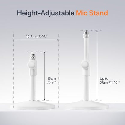 MAONO PD200W Hybrid Wireless Podcast Equipment Bundle for 2, XLR USB Dynamic Microphone Kit with 2 Desktop Stand, Software, Noise Cancellation, for Co-hosted, Podcasting, Content Creation,White - color: White