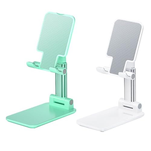 Phone Stand for Desk, Cell Phone Holder Cute Smart Cellphone Stand Foldable Stands Compatible with Under 8" Devices, Office Accessories, White-Green - color: J-White-Green