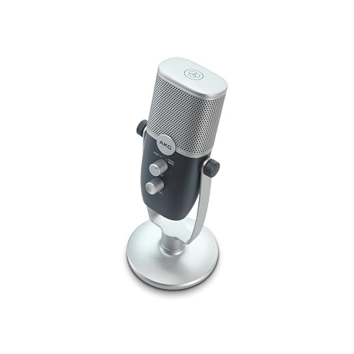 AKG Pro Audio Ara Professional USB-C Condenser Microphone, Dual Pattern Audio Capture Modes for Podcasting, Video Blogging, Gaming and Streaming, Blue & Silver