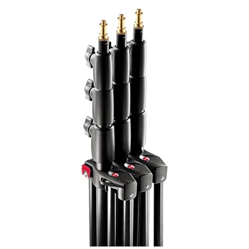 Manfrotto 1004BAC 144-Inch Air Cushioned Aluminum Master Light Stand with 4 Sections and 3 Risers, 3-Pack (Black)