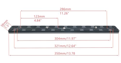 PU-350 350mm Universal Long Quick Release Plate Dual Dovetail Slide Rail with D-Ring Screw for Ball Head Tripod Mount DSLR Camera Arca Swiss Compatible